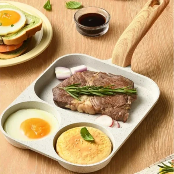 3-in-1 Maifan Stone Breakfast Grill Pan for Steak, Eggs & Burgers