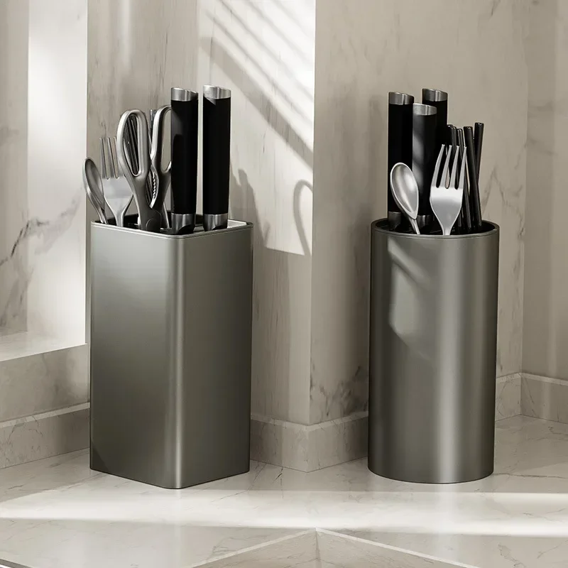Yimijia Multifunctional Kitchen Organizer – Gun Grey Countertop Storage for Knives, Chopsticks & Utensils