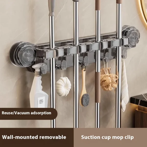 Suction Cup Broom Holder Wall Mount – No Drill Bathroom Organizer with Rust-Proof Design
