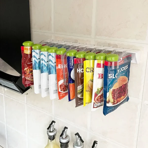 No-Drill Wall Spice Bag Sealer Clip Organizer
